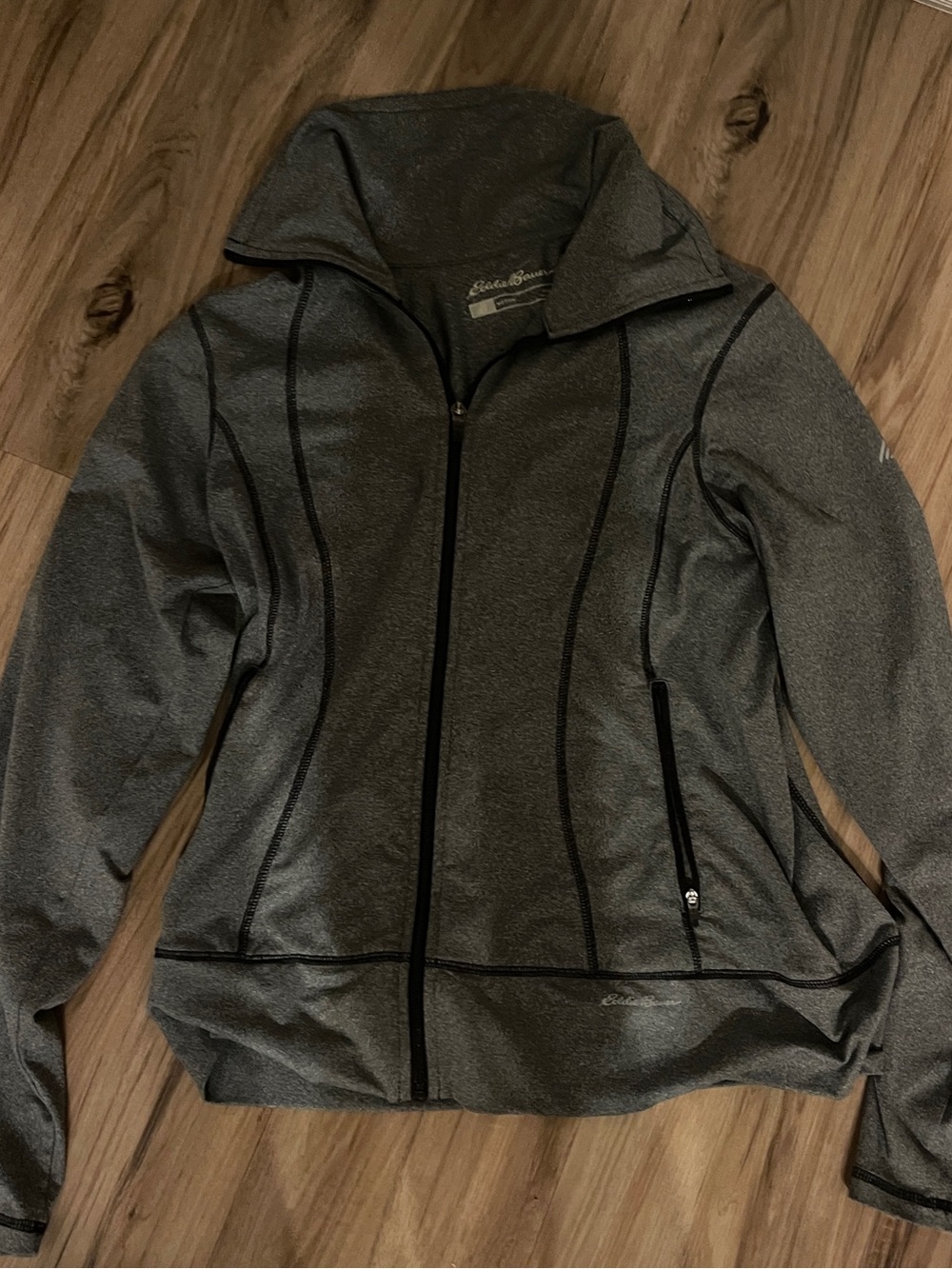 Eddie Bauer Women's Dark Heather Gray Full-Zip Utility Jacket